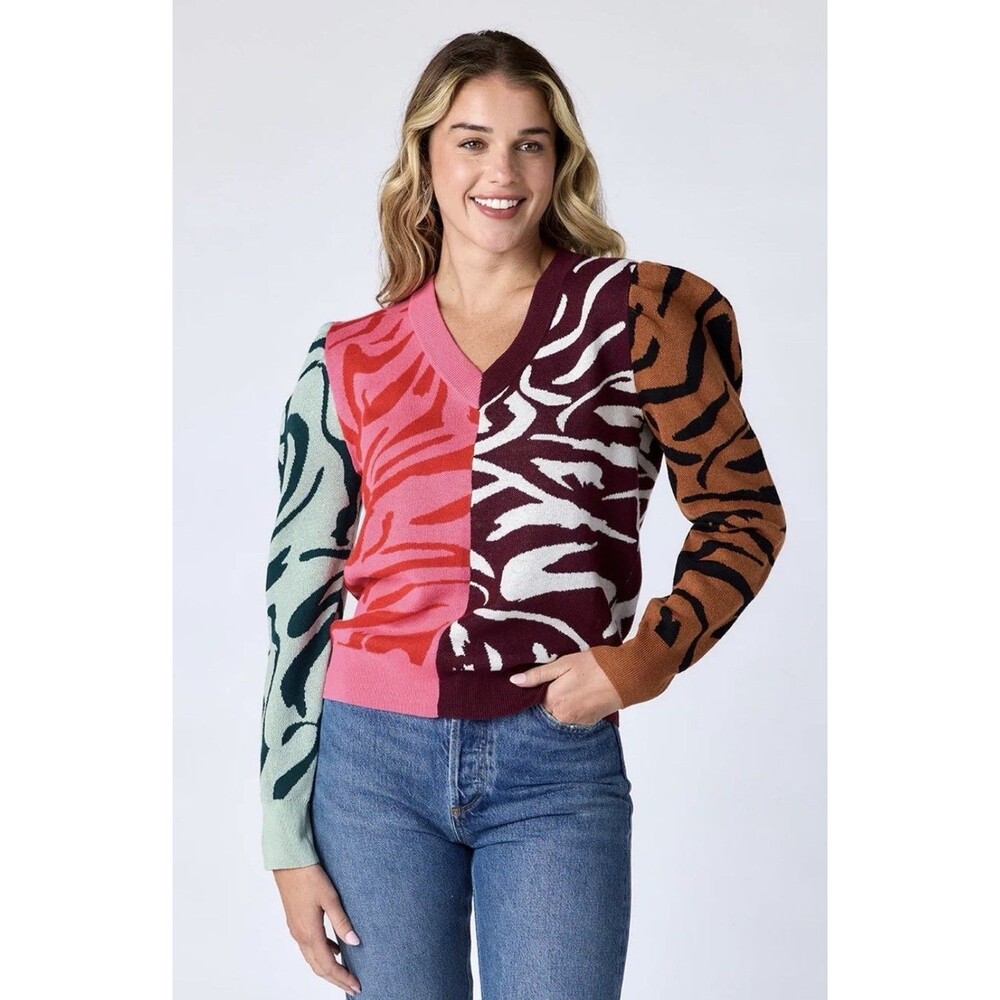Crosby By Mollie Burch Teddie Sweater Zebra. Size XXL